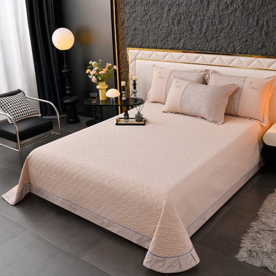 High-end Pure Cotton Sanding Bed Cover Four-piece Set Category A Autumn and Winter Thickened High-grade Solid Color Simple Quilt Cover Cotton Bed Sheet