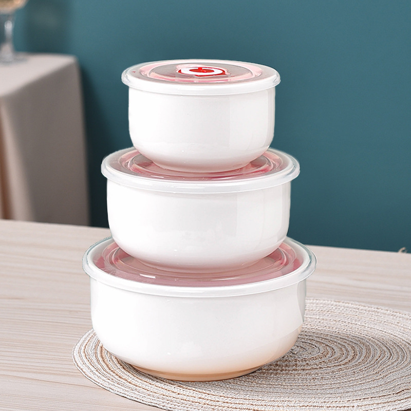 Caja de preservación de frescura, tazón de preservación de cerámica, caja de almuerzo con cubierta para microondas, congelador, tazón sellado, tazón de fideos, tazón de fideos, grado de comida