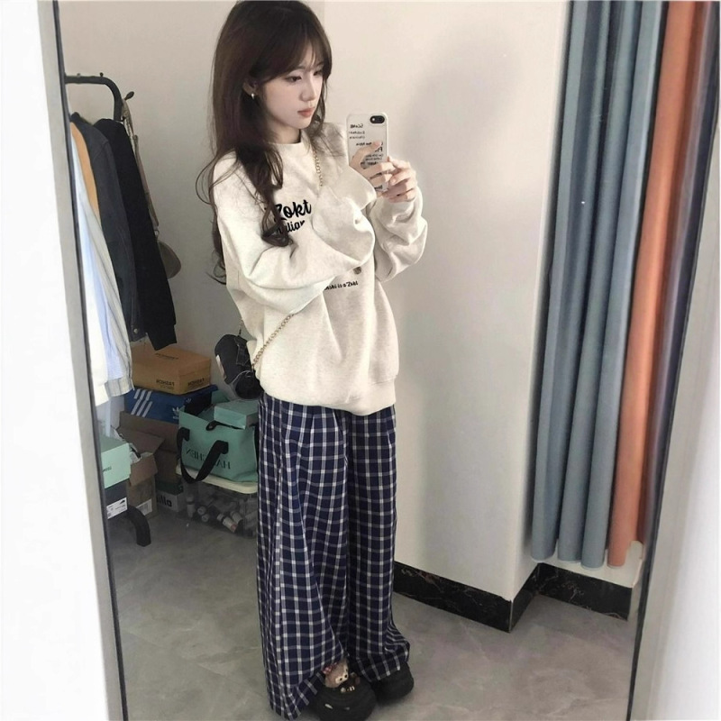 国潮牌美式复古狗狗印花圆领卫衣女秋冬2025新款无帽宽松长袖上衣|undefined