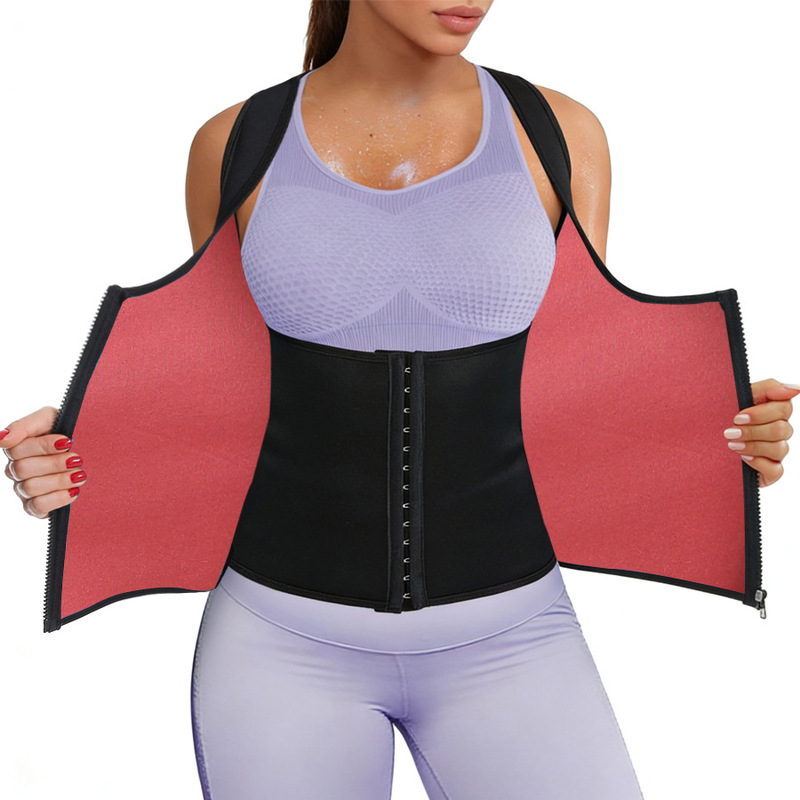 Women's Shapewear Sauna Sweat Vest Polymer Waist Trainer Tight Buttoned Corset Workout