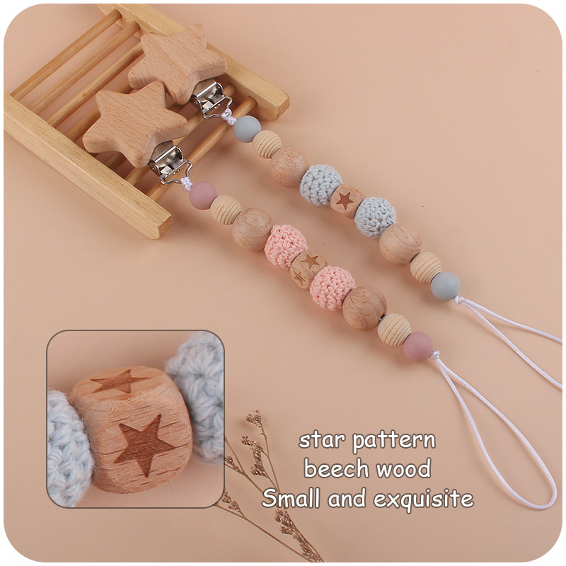 Suministros para bebés de dibujos animados ESTRELLA DE haya clip DIY creativo bebé ESTRELLA DE haya perlas Cadena de pezón cadena anti-caída