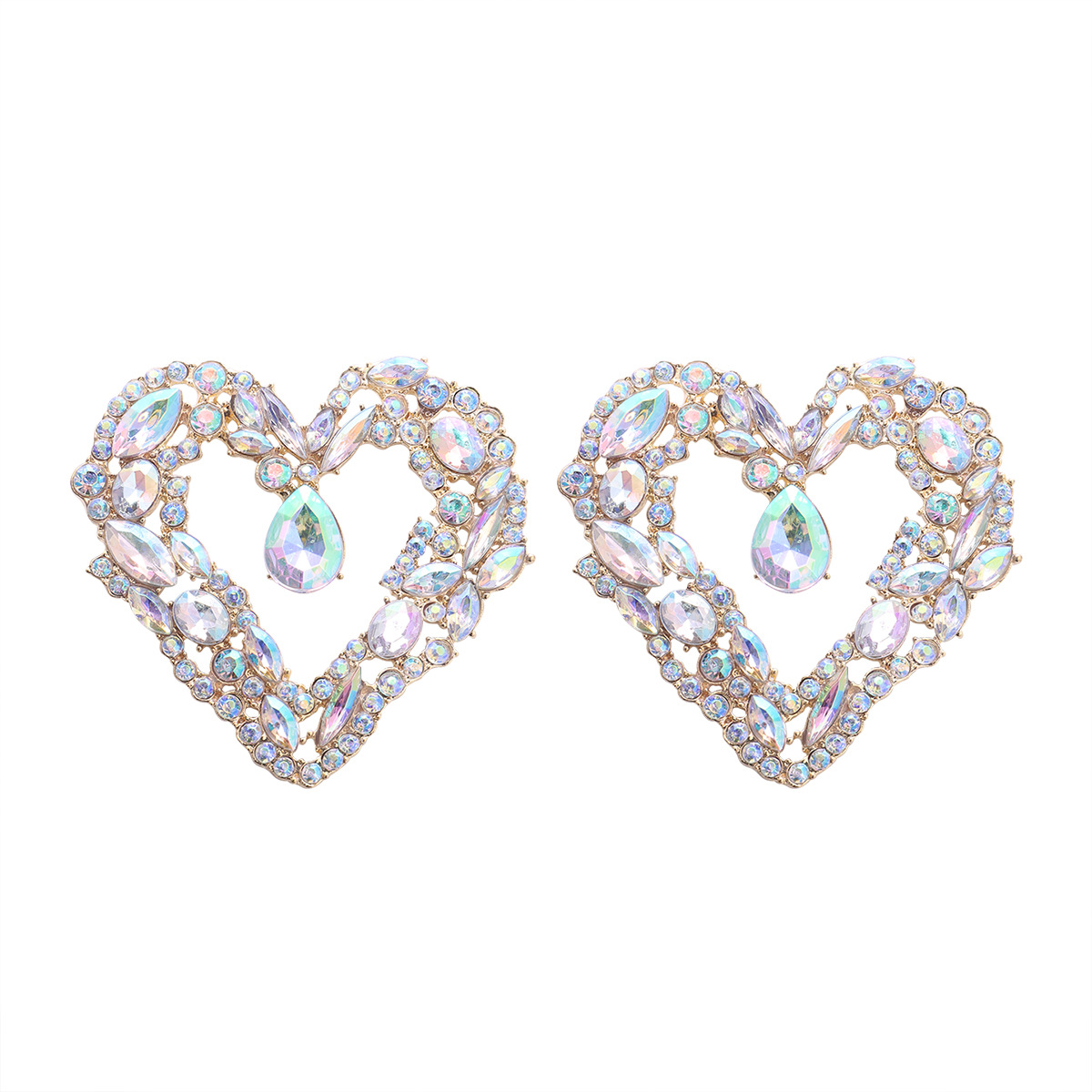 Vintage Style Heart Shape Alloy Inlay Rhinestones Womenu0027S Ear Studs 1 Pair