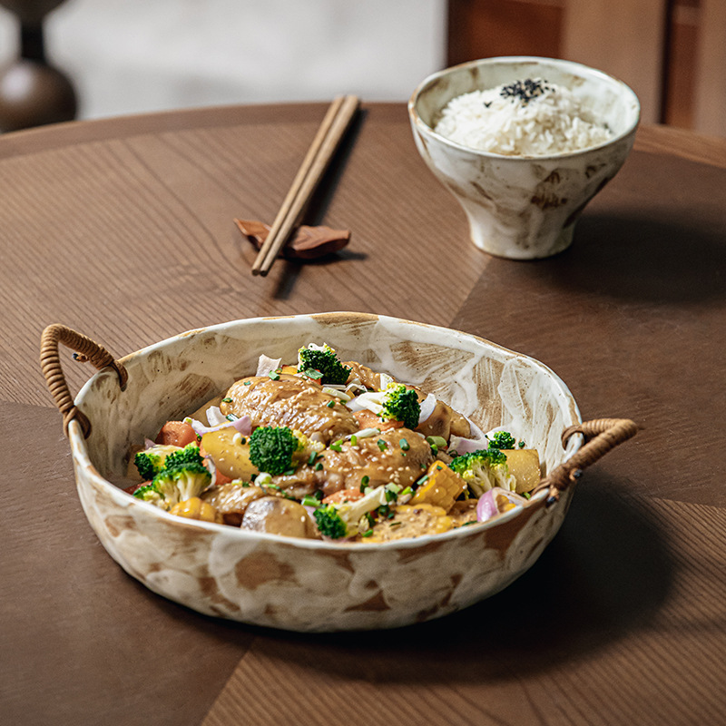 Marqi nostálgico cuerdas de cáñamo hechas a mano cuencos de orejas retrógrados cuencos de frutas de nueva casa cuencos exportación transfronteriza