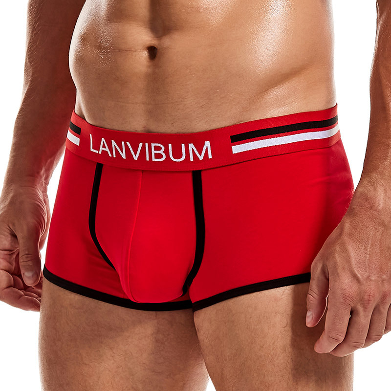 B-style LANVIBUM men's underwear, men's cotton color-blocking briefs, men's boxers, short 
