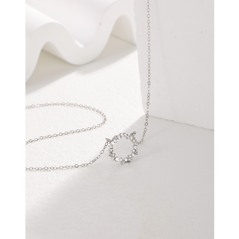 925 anillo de plata collar diamantes luz femenina lujo nicho diseño avanzado sentido cadena clavícula 520 Día San Valentín para novia