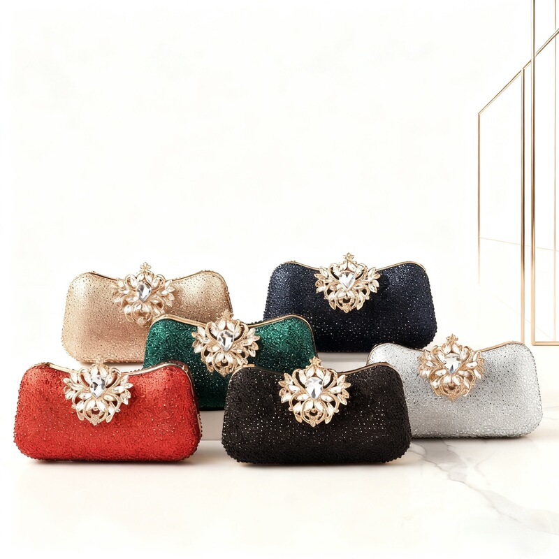 Cross-Border Women's Luxury Rhinestone Evening Bag European and American Party Dress Clutch Bag High-End Cheongsam Banquet Evening Bag