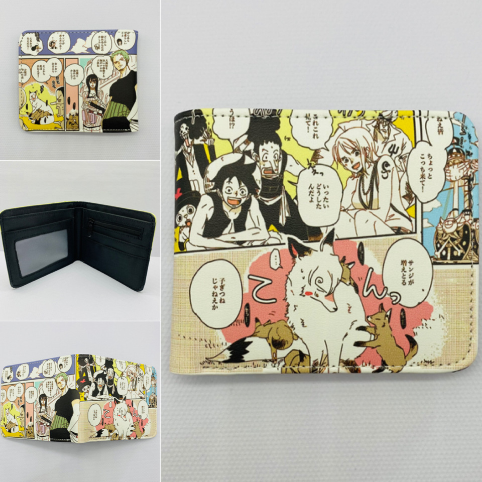 One Piece One Piece Cartera de dibujos animados japoneses Luffy Choba Solon plegable estudiantes PU cartera de cuero corta