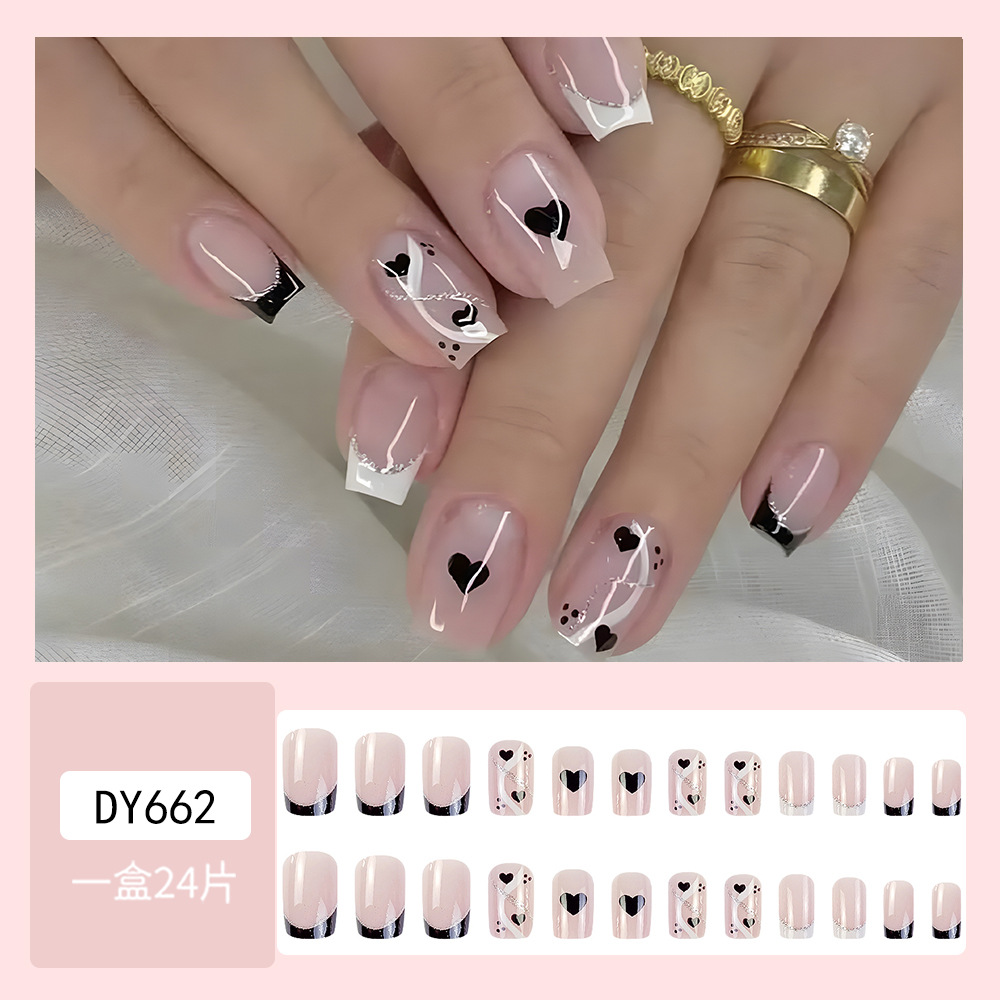 Puntas de uñas postizas de estilo europeo y americano, piezas de uñas desmontables de longitud media, uñas usables, puntas de uñas puras y elegantes.
