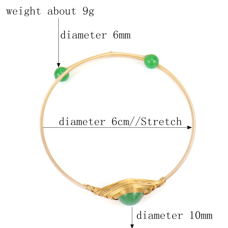 Fashion Geometric natural stone Copper Plating Bangle 1 Piece