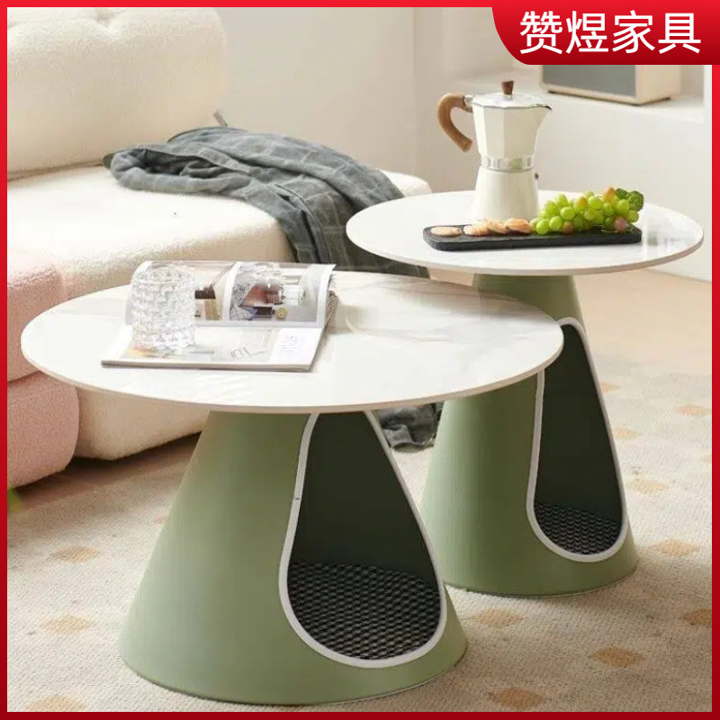 Nordic Living Room Modern Coffee Table Slate Cream Small Apartment Combination Creative Simple Home Light Luxury Round Coffee Table