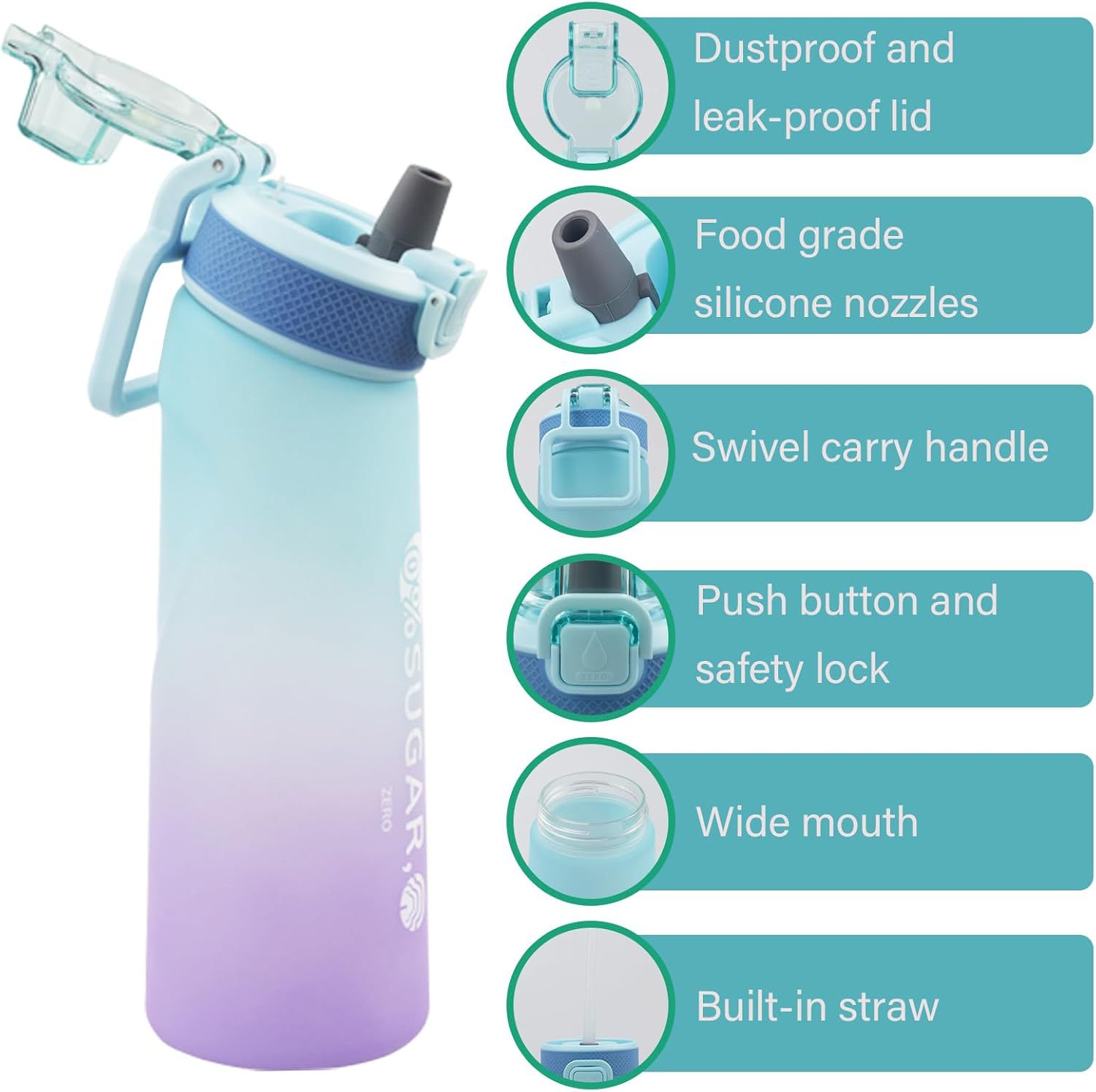 Creative Playful Water Bottle With Sports Straw Handle Fruit Flavor Scent Ring Tritan Material Kitchen Dining Bar Accessory_voghion.com