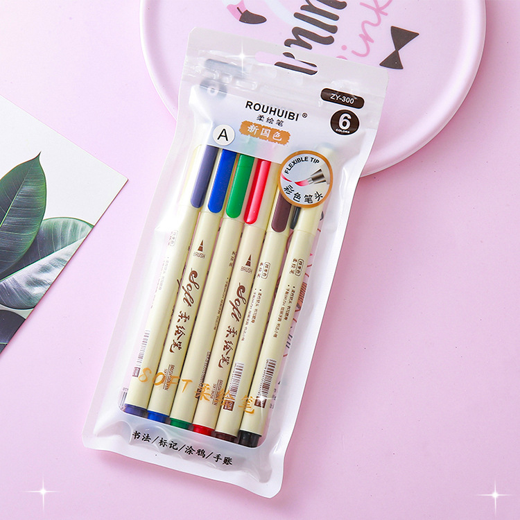 Color nacional creativo, cabeza suave, bolígrafo de pintura suave, bolígrafo de cuenta a mano en minúsculas, caligrafía para estudiantes, arte, gancho, bolígrafo, pintura, juego de bolígrafo de acuarela