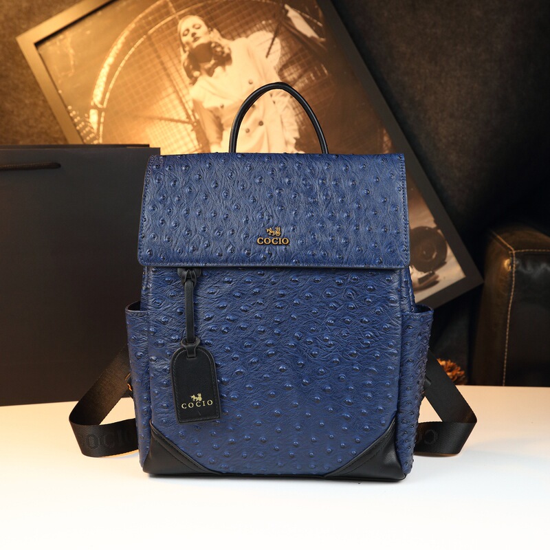 Light Luxury Brand Genuine Leather 2026 New Fashion Large-Capacity Backpack Stylish Ostrich Multi-Functional Backpack Trendy for Men and Women