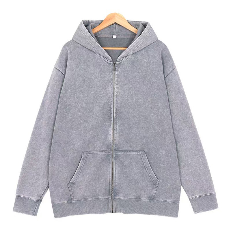 Cross-border otoño y invierno lavados con sudadera con capuz para hombres y mujeres 400g pesado gran anillo de lana estilo americano retro batítico hacer viejas camisas de moda