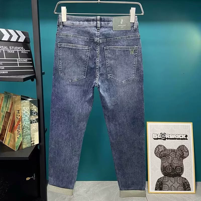 Elite jeans, thin trend trousers, with embroidery, Korean style