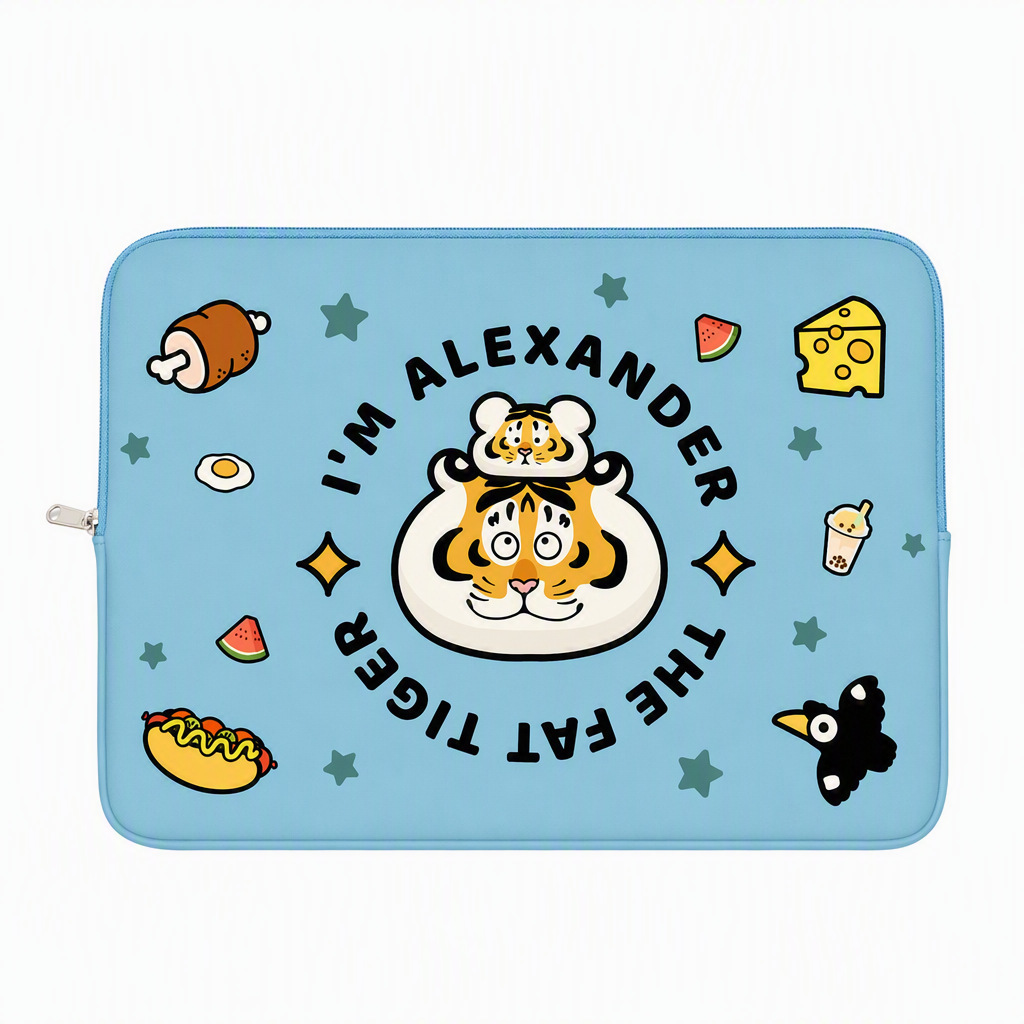 Blue Cartoon Tiger Pattern Computer Bag Student Tablet Liner Bag Printed IP Pattern Notebook Protection