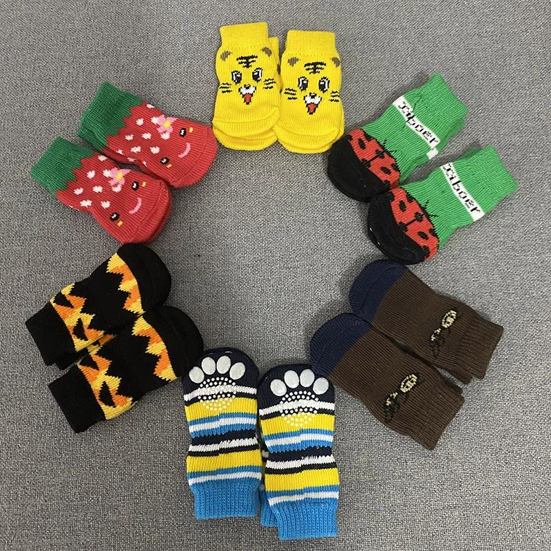Носки для домашних животных, высококачественные нескользящие носки для щенков, чехлы для лап собак, для собак породы Тедди, пудель, хлопковые носки, 4 штуки в упаковке