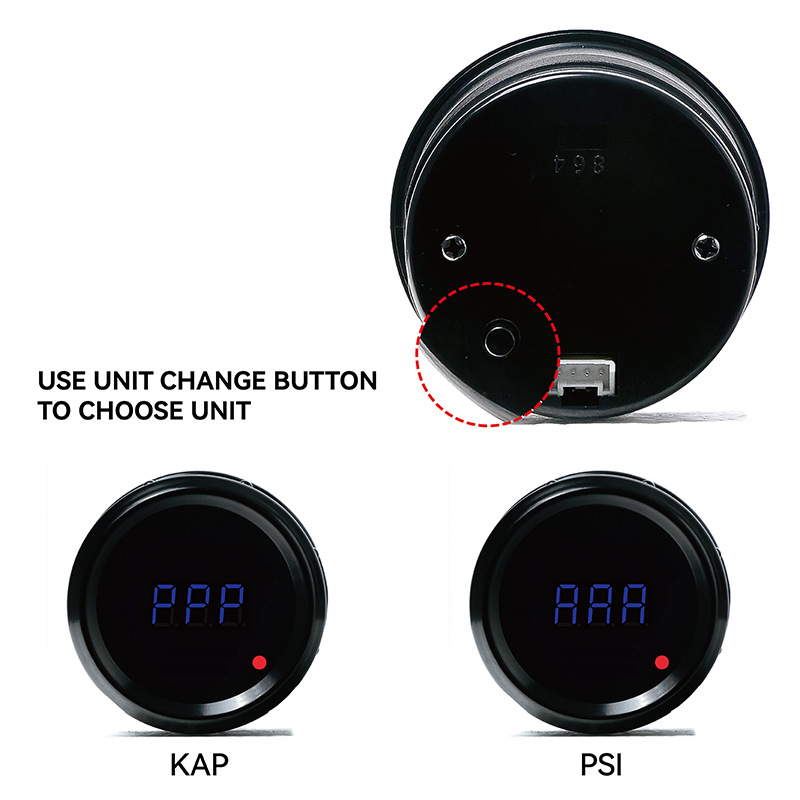 Car Modification Instrument 12V Universal Blue Light Digital Display Tachometer Supercharged Water Temperature Oil Pressure Oil Temperature Voltage 52mm