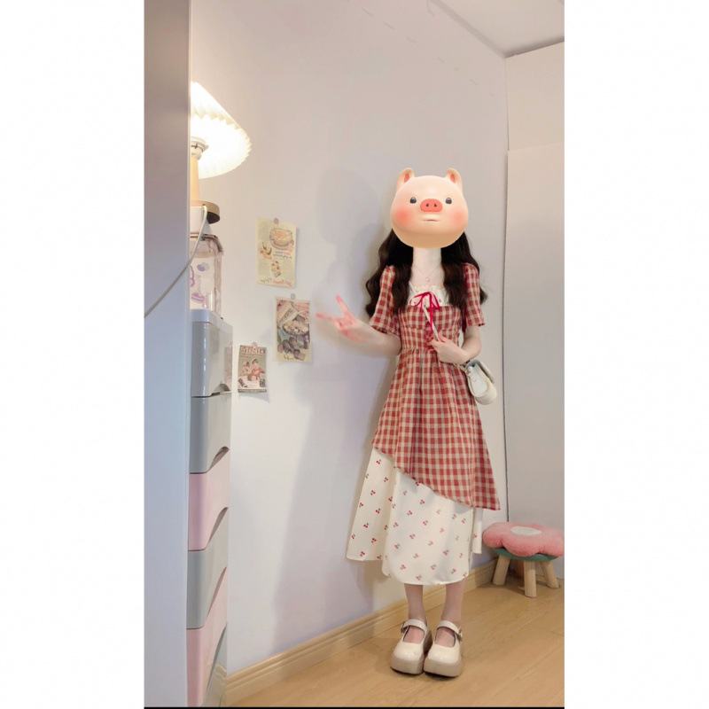 붉은 체크무늬 드레스 [화둬 셀렉션]