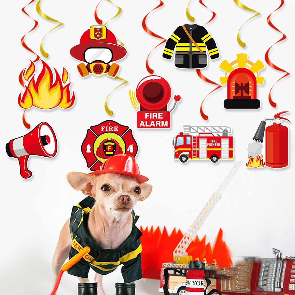 Nueva decoración de fiesta de cumpleaños contra incendios temática espiral placa de suspensión contra incendios fiesta decoración de techo espiral colgante image 4