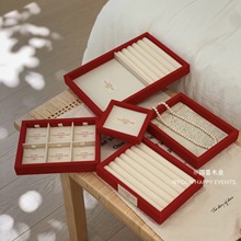 出口圣诞新年布艺木质看货盘托盘首饰盒饰品盒复古陈列展示盘