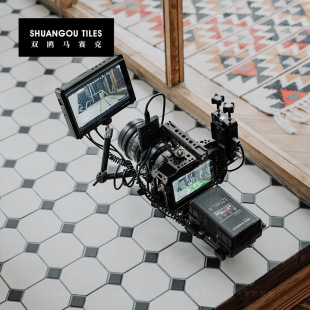 Double Ouf French Octagonal Tile Ceramic Mosaic Kitchen Bathroom Bathroom Non-Slip Floor Restaurant Scandinavian Retro Black and White
