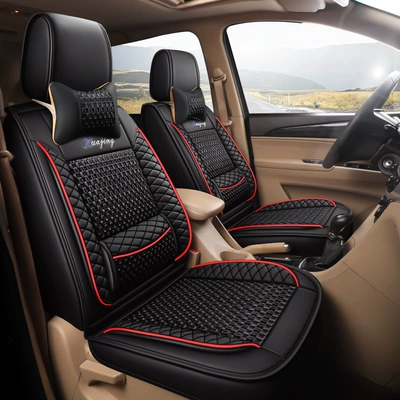Universal seat cover: Wuling Hongguang S, Rongguang V - 4-seats-ice-silk-black-red-604015