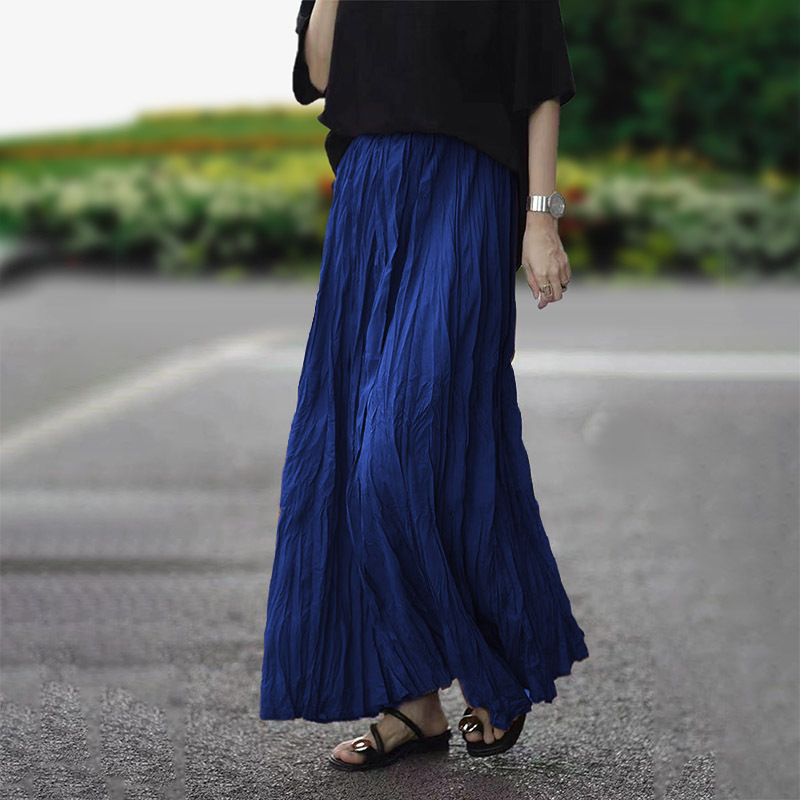 Extended pleated skirt women's dance long skirt Korean style high temperature shaping pleated drape skirt elegant pleated skirt