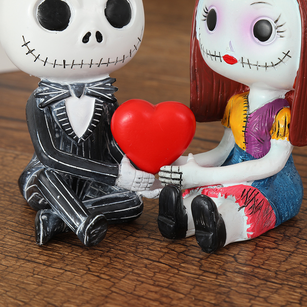 Nuevos adornos de pareja de calavera transfronterizos, personajes de películas creativas, muñecas, adornos de resina, figuras de San Valentín al por mayor