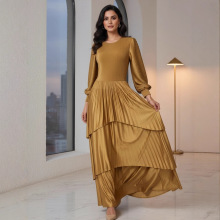 奢华大牌连衣裙欧美外贸高端褶皱女装源头工厂贴牌定制礼服裙子女