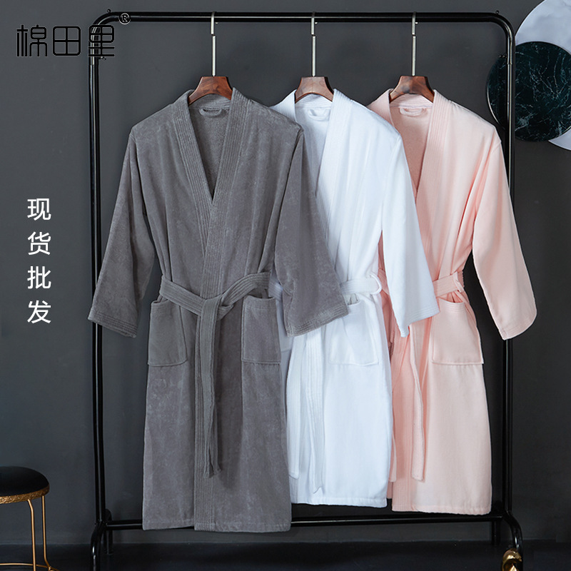 Wholesale Hotel Bathrobes, Autumn and Winter Thickened Pure Cotton Absorbent Cut Velvet Towel Material Bathrobes for Guesthouses, Bathhouses, and Hot Springs