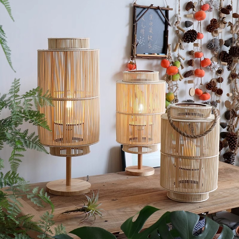 Lámpara de viento artesanal nórdica candelabro hotel de alojamiento flexible candelabro decoración japonesa villa retro lámpara de viento patio