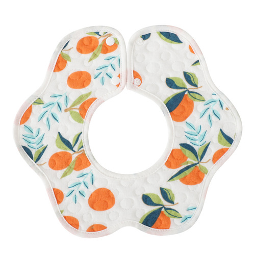 Waterproof bib pure cotton gauze cotton children's petal baby bib baby 360 degree rotating saliva towel bib
