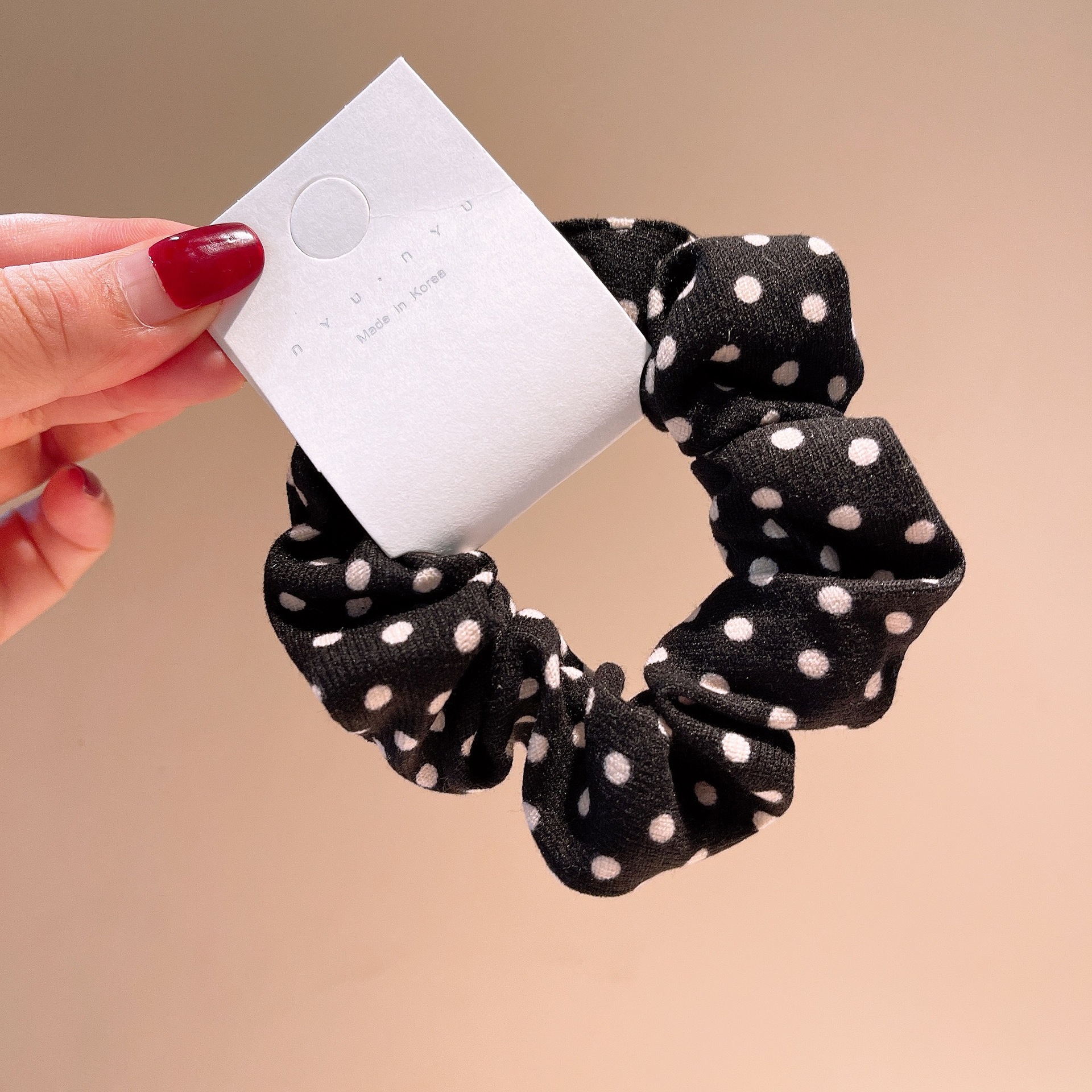 Korean Style Retro Style ~ Milk Tea Series Polka Dot Style Vigorous Girl's Large Intestine Hair Ring Balls Head Tie Rubber Band Ornament Girl display picture 10