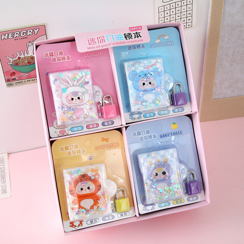 Mini muñeca de flujo de aceite de arena con bloqueo conjunto de estudiantes descomprimir en aceite pellizco pellizco línea horizontal cuaderno de aprendizaje papelería