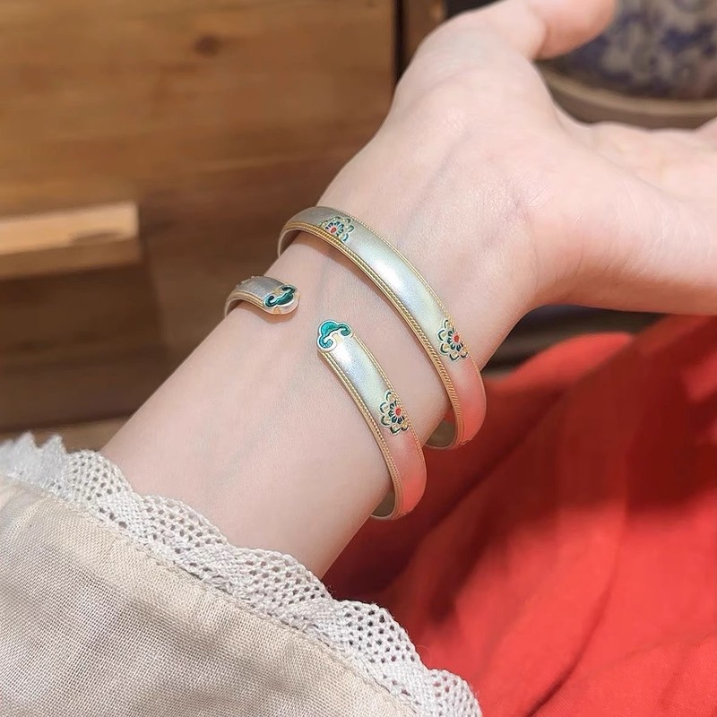 東洋の逸品！古代の金彩エナメル宝花如意ブレスレットは、絶妙でエレガントで豪華な古代の魅力を示しています。|undefined