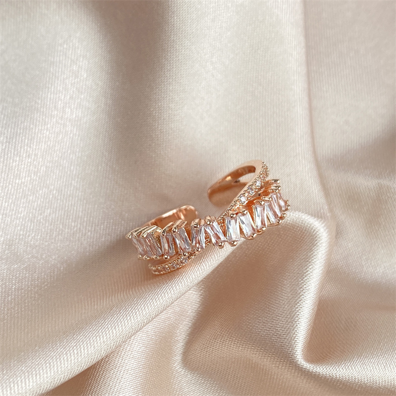 Open Rings, Rings Classification 1 Piece Quantity Geometric Double Ring Copper Elegant Streetwear Open Rings Rings