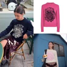 GA家北欧太阳花字母提花羊毛混纺圆领套头毛衣女2025年早春新款