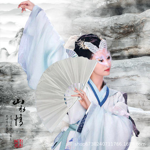 Cloth folding fan two-color ancient style swing fan white kung fu fan black men and women ancient scholar costume dancing fan Ring fan