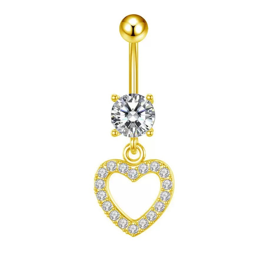 European American Cross-border E-commerce Piercing Jewelry: Navel Rings With Flowers, Hearts, Leaves, And Zirconia In_voghion.com