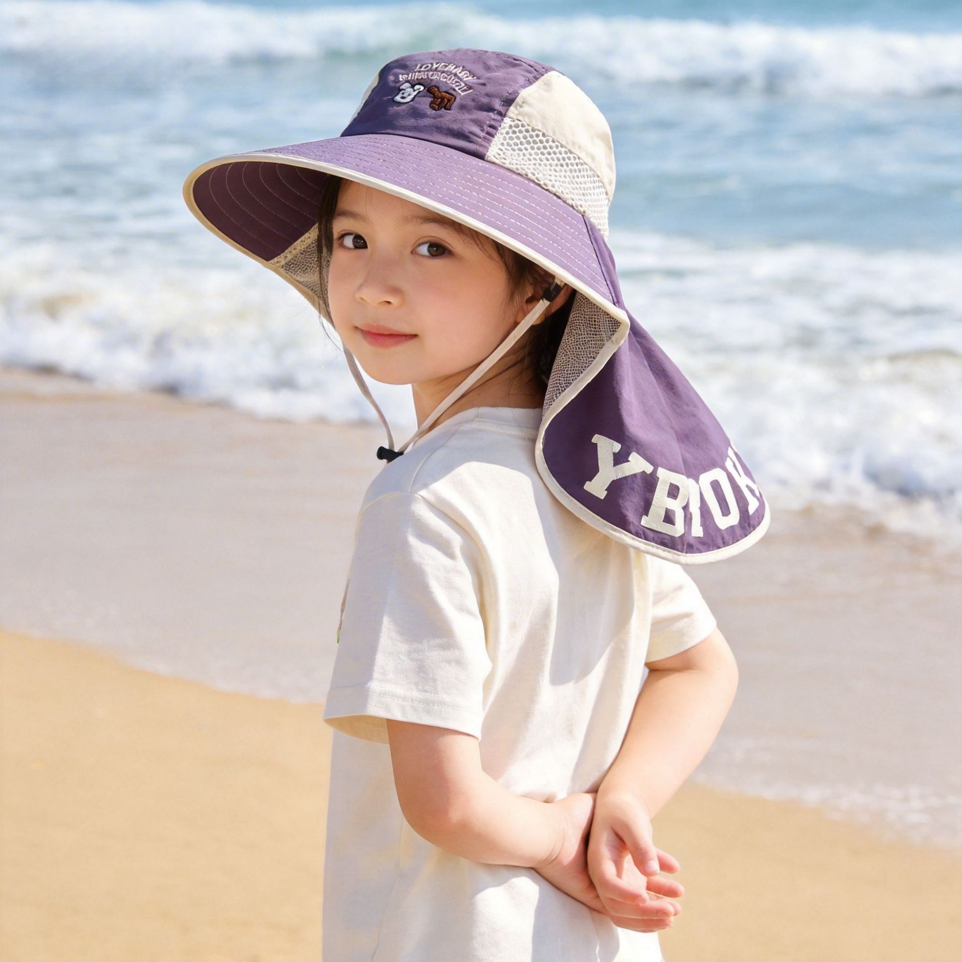 Sombrero de sol para niños con protección nuca contra uv_voghion.com