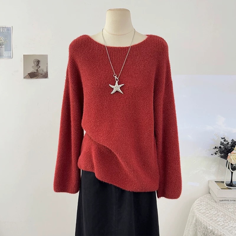 Retro Lazy Style Round Neck Long-Sleeved Knitwear for Women Winter New Soft and Waxy Age-Reducing Loose Versatile Top Knitwear for Women Retro Lazy Style Round Neck Long-Sleeved Knitwear for Women Winter New Soft and Waxy Age-Reducing Loose Versatile Top Knitwear for Women