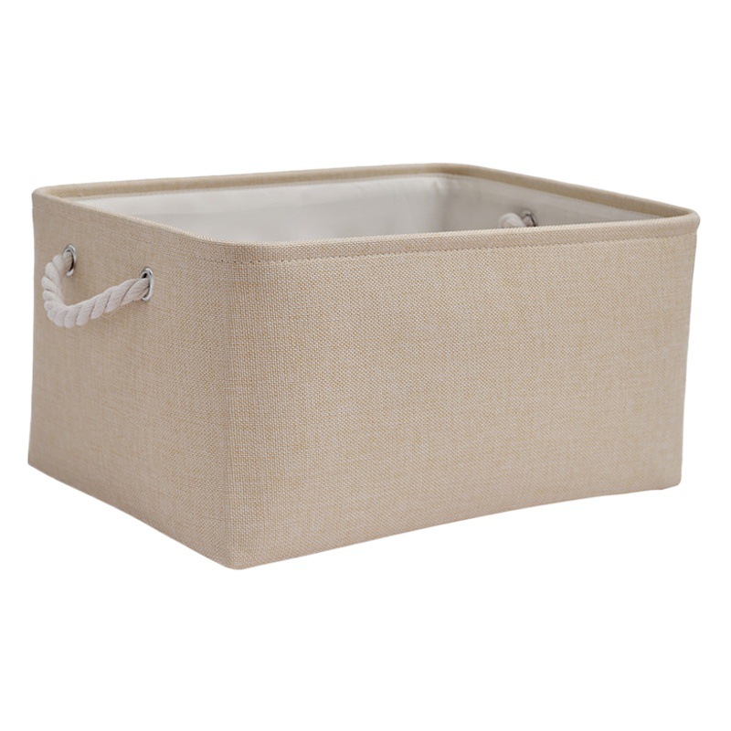 Algodón y lino portátil plegable cesta de almacenamiento caja de almacenamiento de tela cosmética a prueba de polvo cesta de almacenamiento