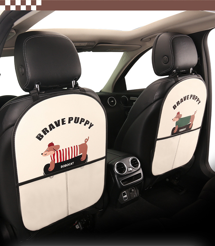 Dachshund Anti-Kick Mat Cartoon Car Seat Back Anti-Kick Mat Car Anti-Stain Mat Anti-Dirt Mat with Storage Bag for Car Interior