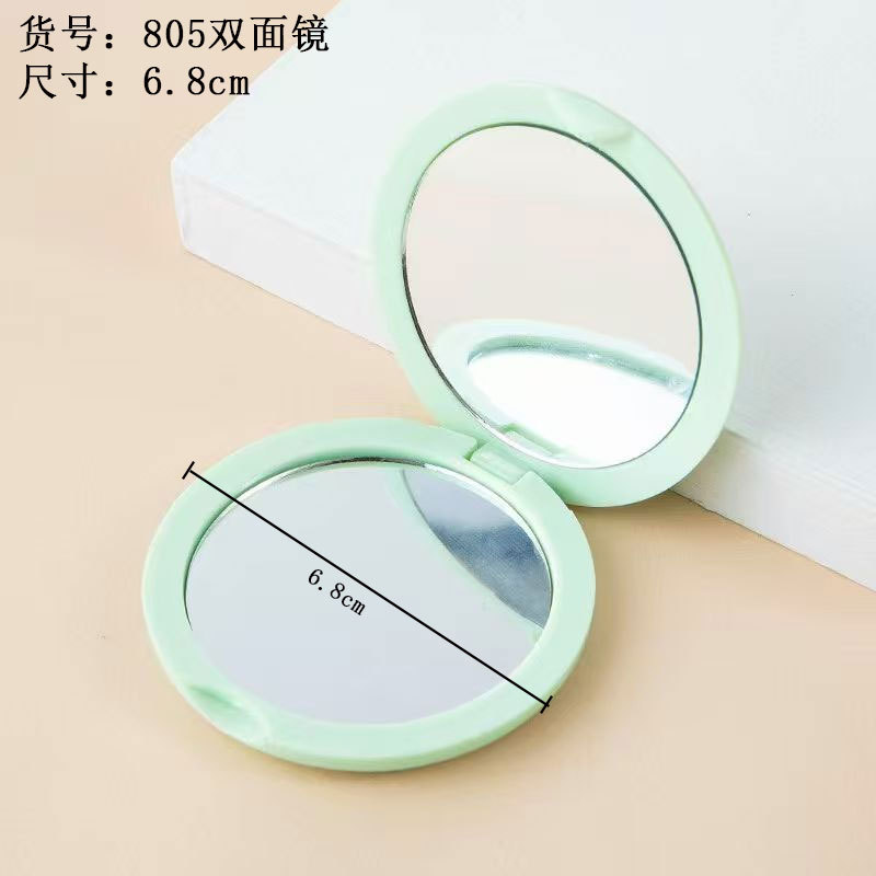 Espejo de maquillaje plegable de plástico con diseño de dopamina, espejo pequeño redondo, espejo de mano portátil de doble cara abatible, espejo plegable.