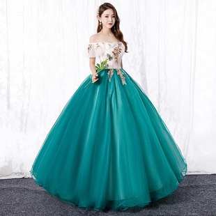 新款年會彩紗蓬蓬裙演出服學生考試聲樂獨唱舞台長裙藝考晚禮服女