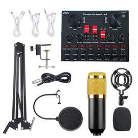 英文BM800直播麦克风V8S声卡主播直播唱歌手机电脑录音话筒设备