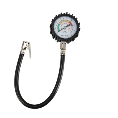 New high-precision tire pressure gauge with hose for measuring pressure, car tire pressure oil-immersed gauge, inflating pressure gauge (Air pressure gauge/tire pressure gauge) - mechanical-watch-clamp-model