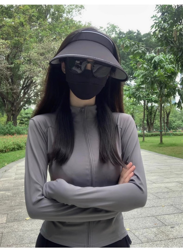 女性のためのスタンドアップカラースリム日焼け防止服 2025 新しい抗 UV ヨガ服夏薄いアイスシルククールジャケット女性のための|undefined