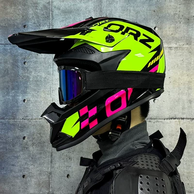 Motosiklet kaskı (dəbilqə) – Go-Kart Rally Helmet Mountain Bike Helmet - pink-track-with-666-colored-mirrors-and-free-gloves-and-mask-s
